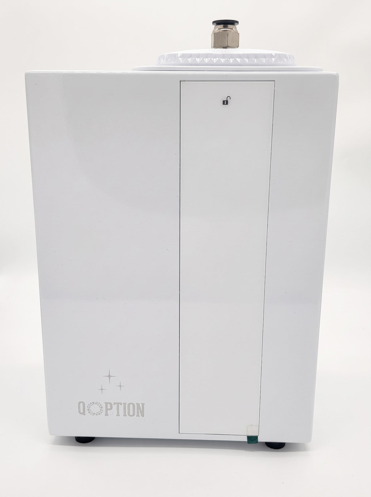 QOption Essence QA1000 Pro commercial HVAC scent diffuser in white metal with a sleek, minimalist design.