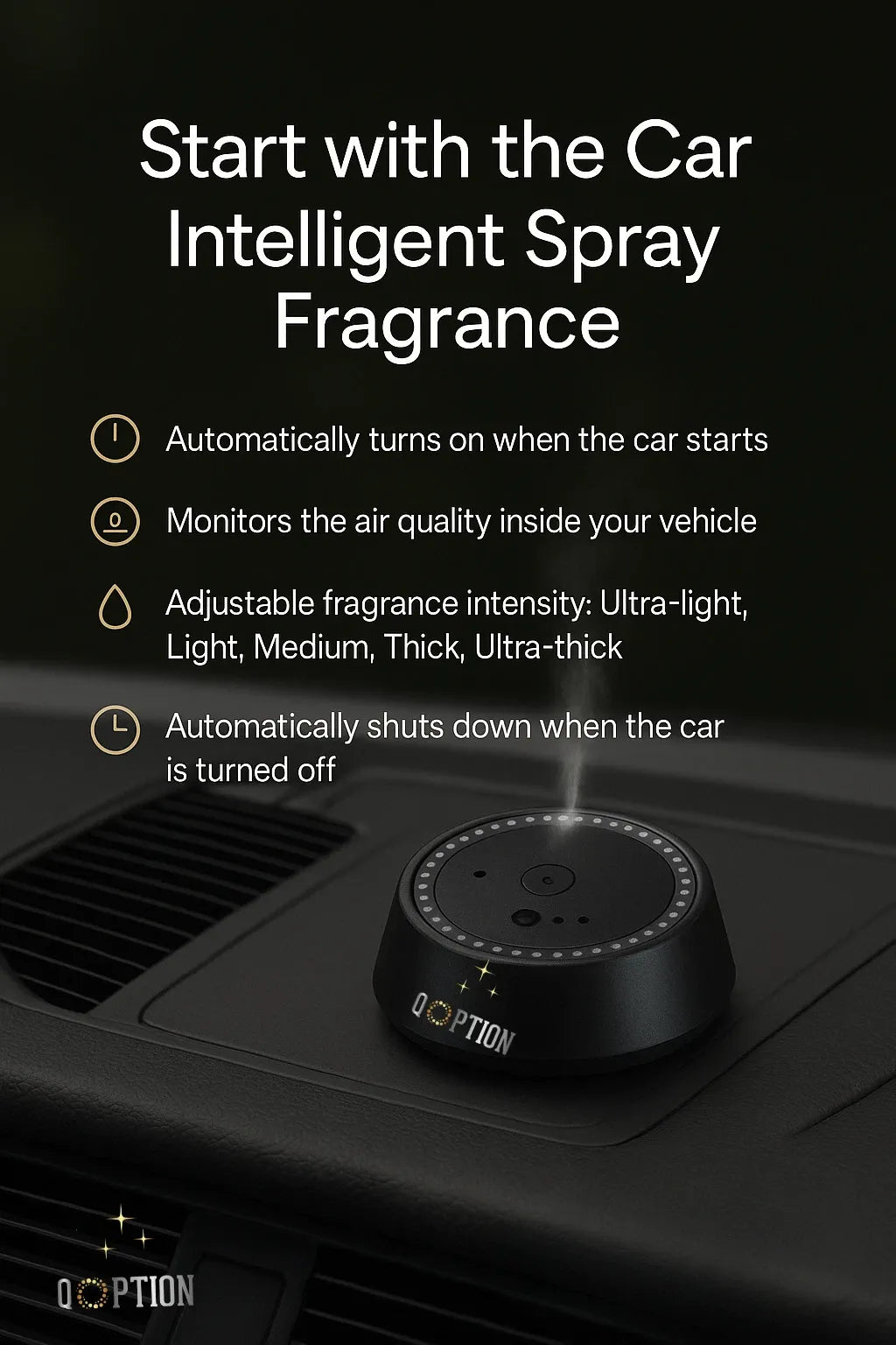 QOP-C1 Luxury Car Aroma Diffuser - USB Rechargeable Air Freshener