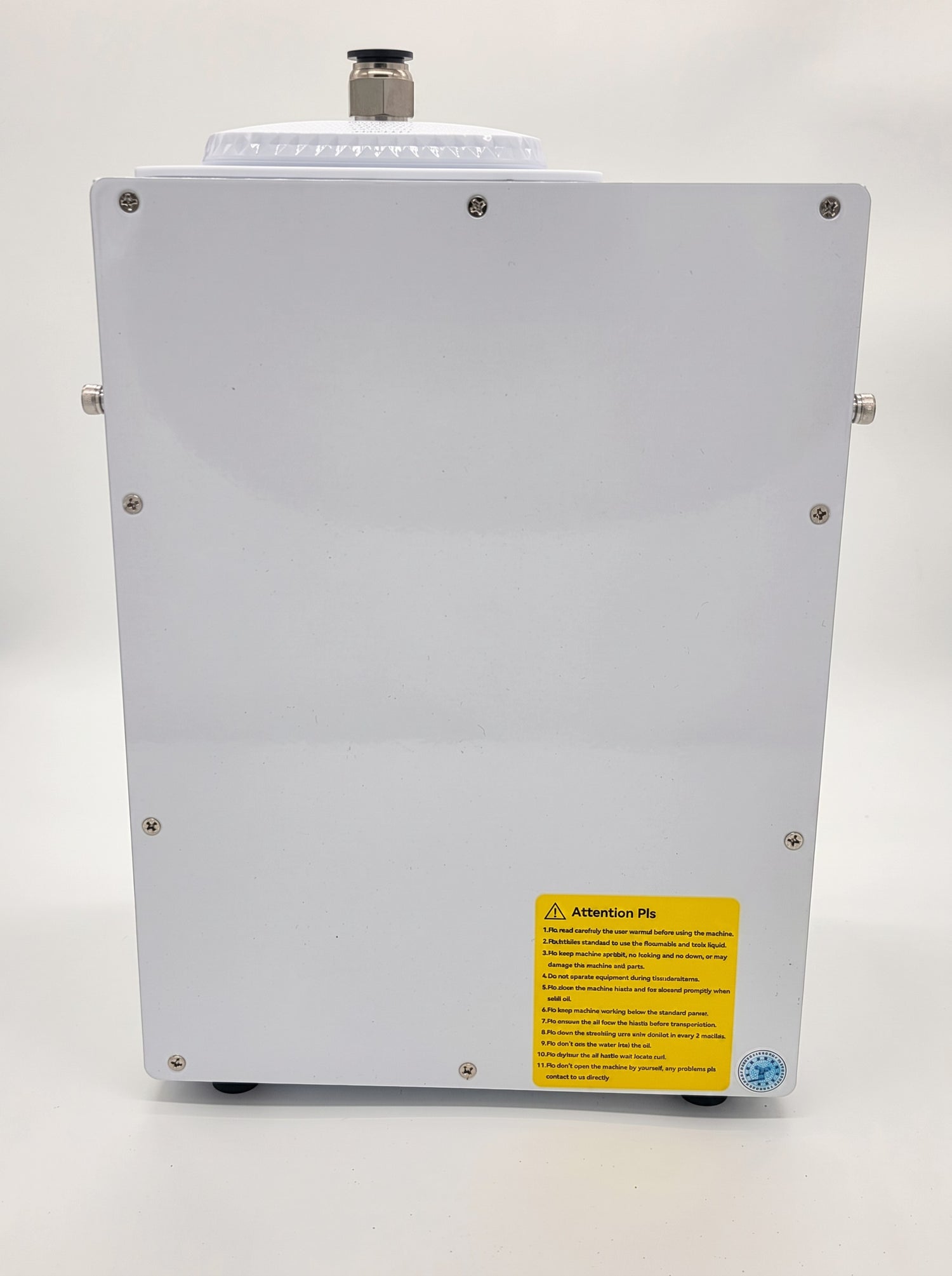 QOption Essence QA1000 Pro Kit white commercial HVAC scent diffuser with metal body and warning label