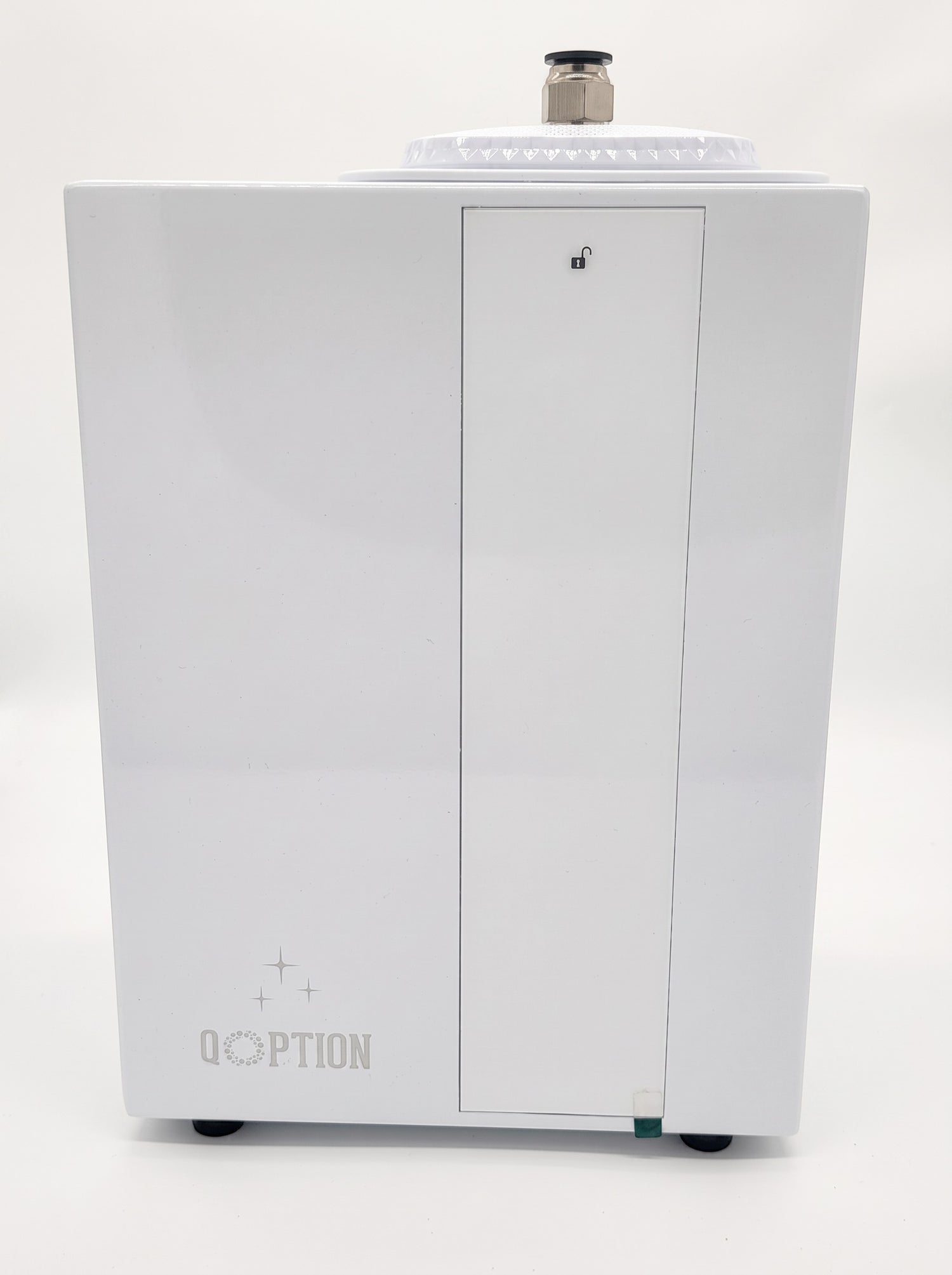 QOption Essence QA1000 Pro commercial HVAC scent diffuser in white metal with a sleek, minimalist design.