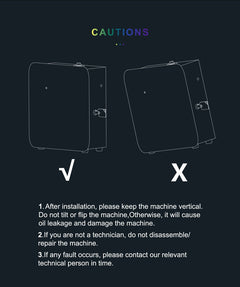 QOption Essence QX300 scent diffuser installation diagram showing correct vertical orientation to prevent oil leakage